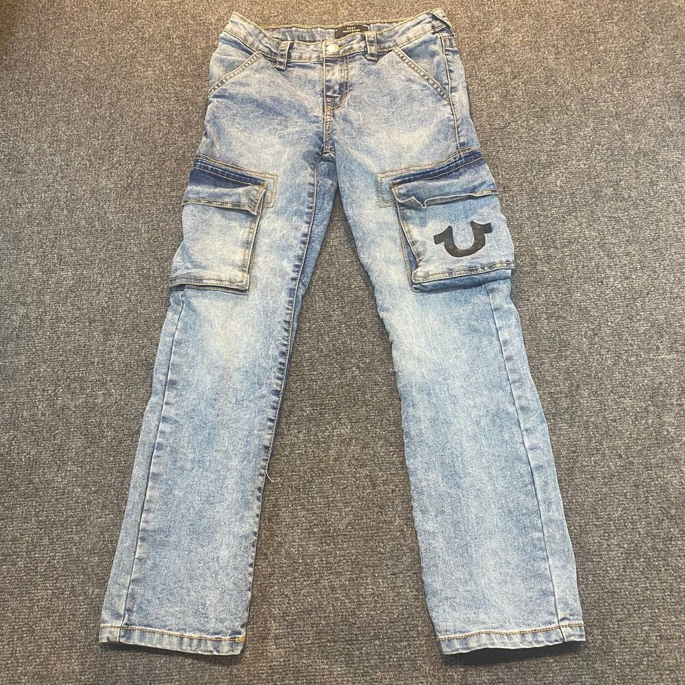 True Religion Ricky Relaxed Straight Jeans Kids Size 14 Light Wash Denim Pants